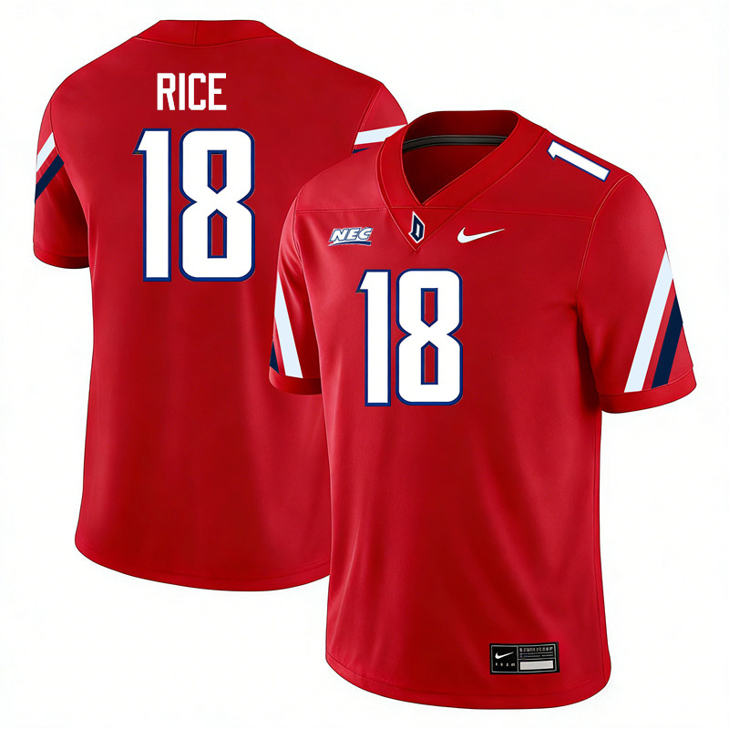 Duquesne Dukes #18 Xavier Rice College Football Jerseys,Uniforms Stitched-Red